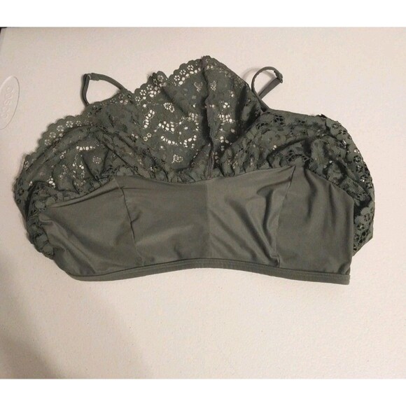 Victoria's Secret Body By Victoria Bralette L Green Floral Lace Adjustable Strap - Picture 3 of 8